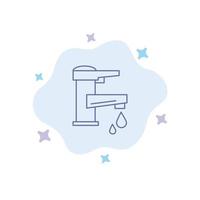 Tap water Hand Tap Water Faucet Drop Blue Icon on Abstract Cloud Background vector