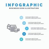 Money Dollar Calculator Balance Line icon with 5 steps presentation infographics Background vector