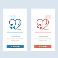 Love HealthCare Hospital Heart Care  Blue and Red Download and Buy Now web Widget Card Template vector