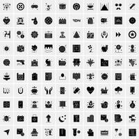 Set of 100 Universal Solid Icons vector
