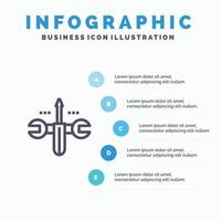 herramientas de destornillador de computación en la nube plantilla de infografía azul plantilla de icono de línea de vector de 5 pasos