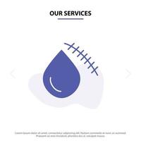Our Services Bleeding Blood Cut Injury Wound Solid Glyph Icon Web card Template vector