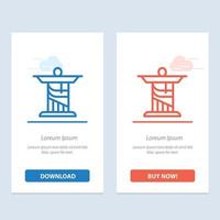 Jesus Christ Monument Landmark  Blue and Red Download and Buy Now web Widget Card Template vector