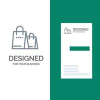 Bag Handbag Shopping Shop Grey Logo Design and Business Card Template vector