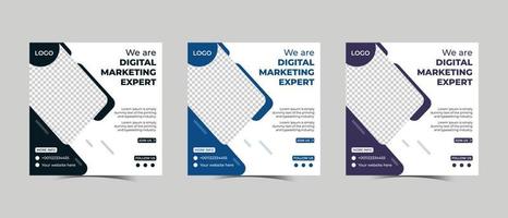 Digital marketing agency social media post template design vector