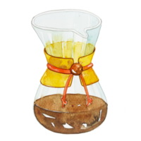 café chemex acuarela png