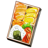 bento de acuarela de comida japonesa png