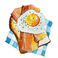 acquerello giapponese cibo, pane, Bacon, in camicia uovo png