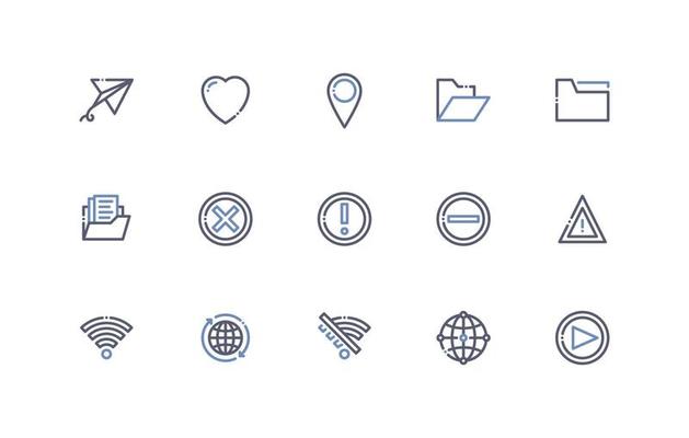 user interface essential icon set in dual tone line, outline style