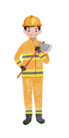 waterverf illustratie brandweerman carrière png