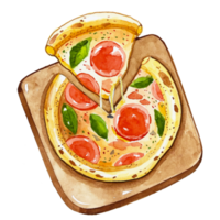 Watercolor Japanese food Pizza png