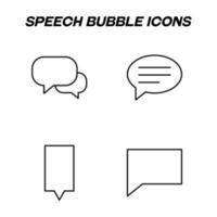 Minimalistic outline signs drawn in flat style. Editable stroke. Vector line icon set with symbols of different speech bubbles as symbol of talk, speech, chat, dialogue