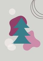 Merry Christmas modern design. Christmas tree and trendy geometric shapes. Hand drawn vector illustration in flat style.