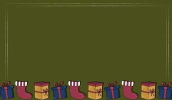 fondo de navidad con espacio de copia. marco festivo con cajas de regalo para texto, foto. plantilla vectorial de invitación navideña, tarjeta de felicitación vector