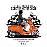 SCOOTER MOTORCYCLE ILLUSTRATION WITH A WHITE BACKGROUND vector
