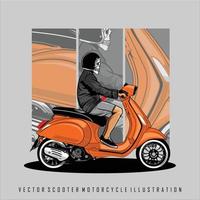 VECTOR SCOOTER MOTORCYCLE ILLUSTRATION WITH A WHITE BACKGROUND