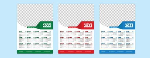 vector de diseño de plantilla de calendario de pared 2023, plantilla de calendario de pared de tres páginas 2023