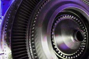 Disks with blades are a structural element of an aircraft turbine and a power plant with a turbocharger. photo