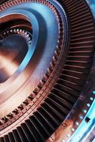 Turbine generator rotor with blades and discs, interior view. photo