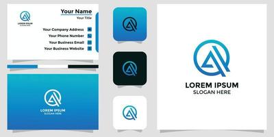 technology letter A design logo and branding card vector