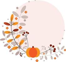 Floral background. Frame with pumpkin. vector