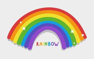 Rainbow arc shape, half circle, bright spectrum colors, colorful striped pattern. Vector illustration.