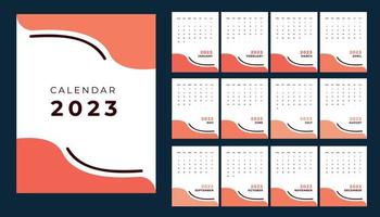 calendar design template 2023 flat and minimal layout design vector