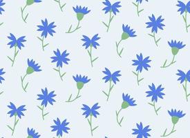 Seamless pattern with cornflowers. Texture with wildflowers in flat style. vector