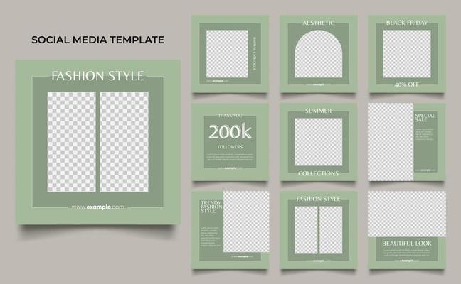 social media template banner fashion sale promotion in green color.