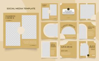social media template banner fashion sale promotion in brown khaki color vector