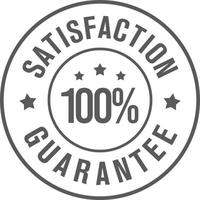 100 percent satisfaction guarantee badge minimalist line design isolated on white background. vector design.