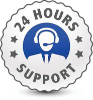 24 hours online customer support reliable icon isolated on white background. vector