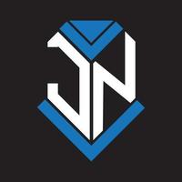 diseño del logotipo de la letra jn sobre fondo negro. concepto de logotipo de letra de iniciales creativas jn. diseño de letra jn. vector