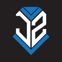 diseño del logotipo de la letra jz sobre fondo negro. concepto de logotipo de letra de iniciales creativas jz. diseño de letras jz. vector