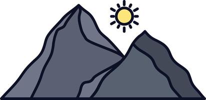 colina paisaje naturaleza montaña escena color plano icono vector