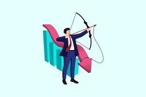 A businessman shoots up to raise the direction of the business chart. Economic recession recovery. vector