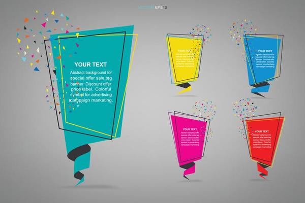 Paper banner tag. Colorful symbol for advertising campaign marketing. Vector.