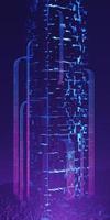 3D rendering Cube abstract technology background with colored bright lighting under the cube. Vertical futuristic wallpaper. photo