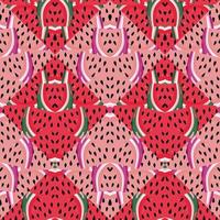 Abstract watermelon slices mosaic seamless pattern. Creative skin endless wallpaper. vector