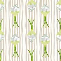 Hand drawn onion bulb seamless pattern. Onion in doodle style endless wallpaper. vector