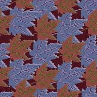 Abstract oak leaves seamless pattern. Maple foliage backdrop. vector