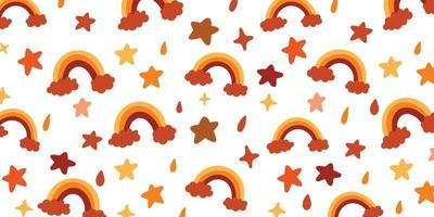 Abstract stars and rainbow in cute pattern design style for cartoon background and wallpaper vector