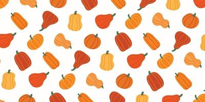 Abstract cute autumn pumpkins in pattern design for cartoon background and wallpaper vector