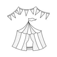 Hand drawn set of circus tent in Doodle sketch style. Illustration for any web design. vector