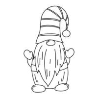 Cute dwarf in hand drawn doodle style. Gnome waving hands. Fairy tale character in sketch style. vector