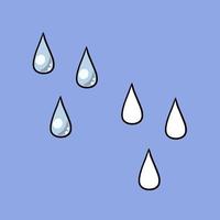 A set of images, Small raindrops, splashes of water, vector illustration in cartoon style on a colored background