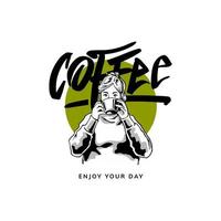 drinking coffee artwork design vector