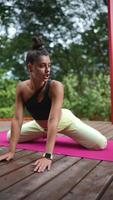 vrouw beoefenen yoga in de natuur video