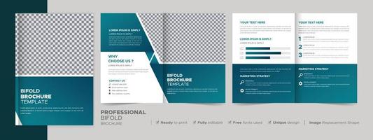 Bifold Brochure Design Template for Your Company, Corporate, Business, Advertising, Marketing, Agency, and Internet Business. vector