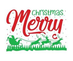 Merry Christmas calligraphy hand lettering isolated on white. Christmas, Happy New Year and winter holidays typography poster. Easy to edit vector template for greeting card, banner, poster